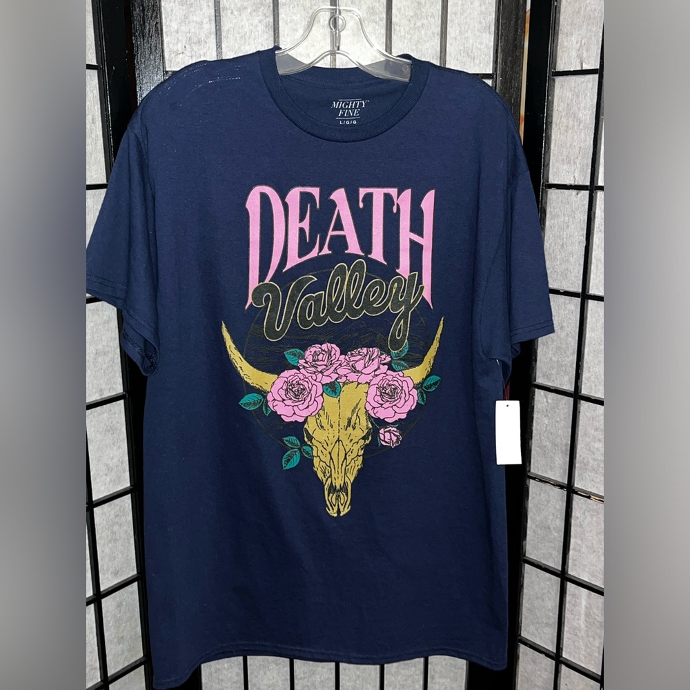 Mighty Fine •Death Valley Tee Shirt• Navy Blue NWT